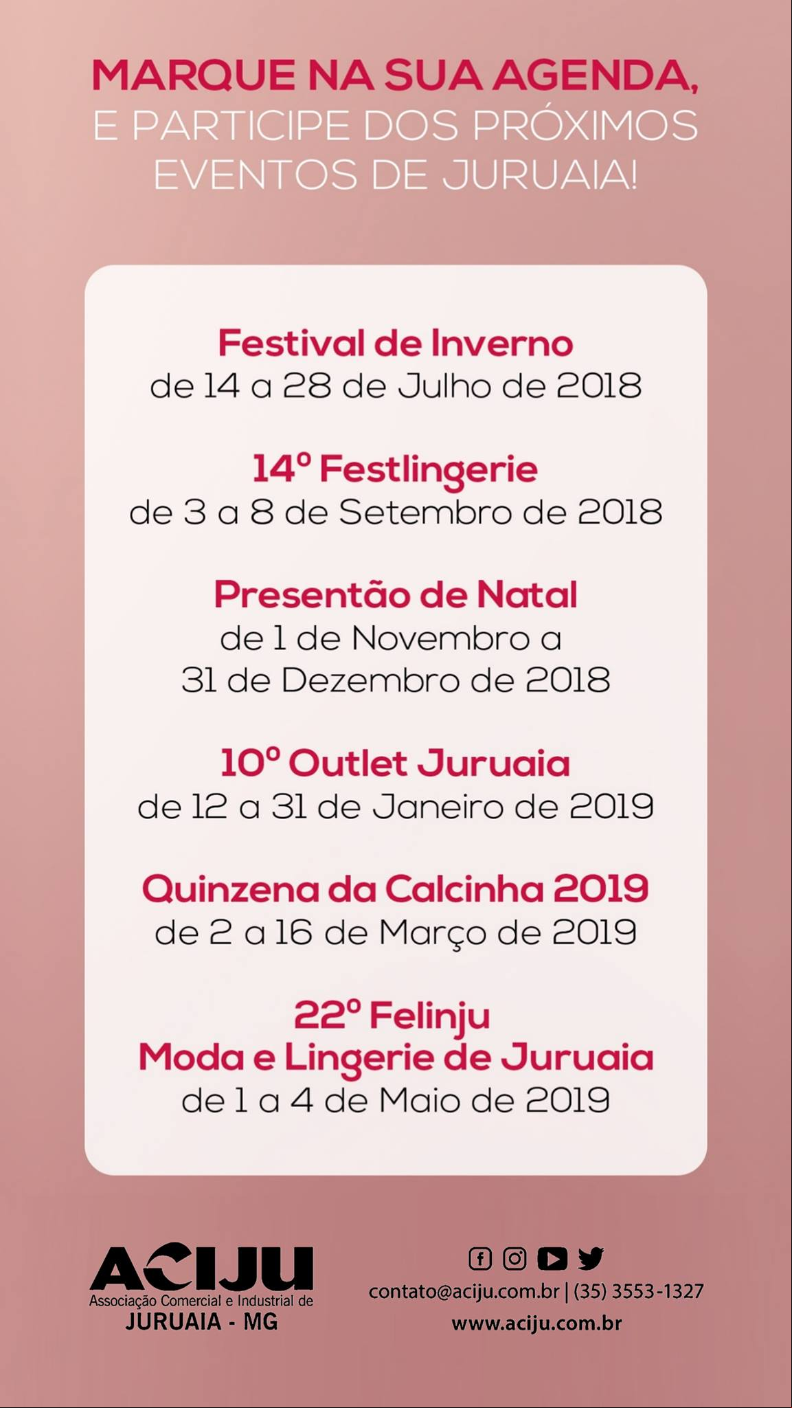 Feiras e eventos de moda intima e lingerie organizados pela Aciju em Juruaia (Felinju, Festlingerie, Outlet)